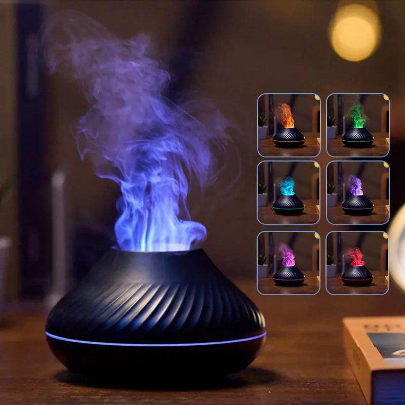 Create a Tranquil Ambiance with the Newest RGB Light Flame Aroma Diffuser: 130ML 3D Colorful Flame Humidifier Fire - SmartPursue™
