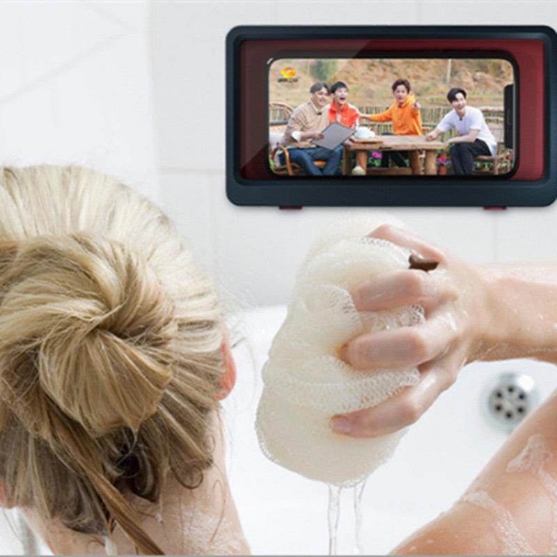 Home Wall Waterproof Mobile Phone Box Self-adhesive Holder Touch Screen Bathroom Phone Shell Shower Sealing Storage Box - SmartPursue™