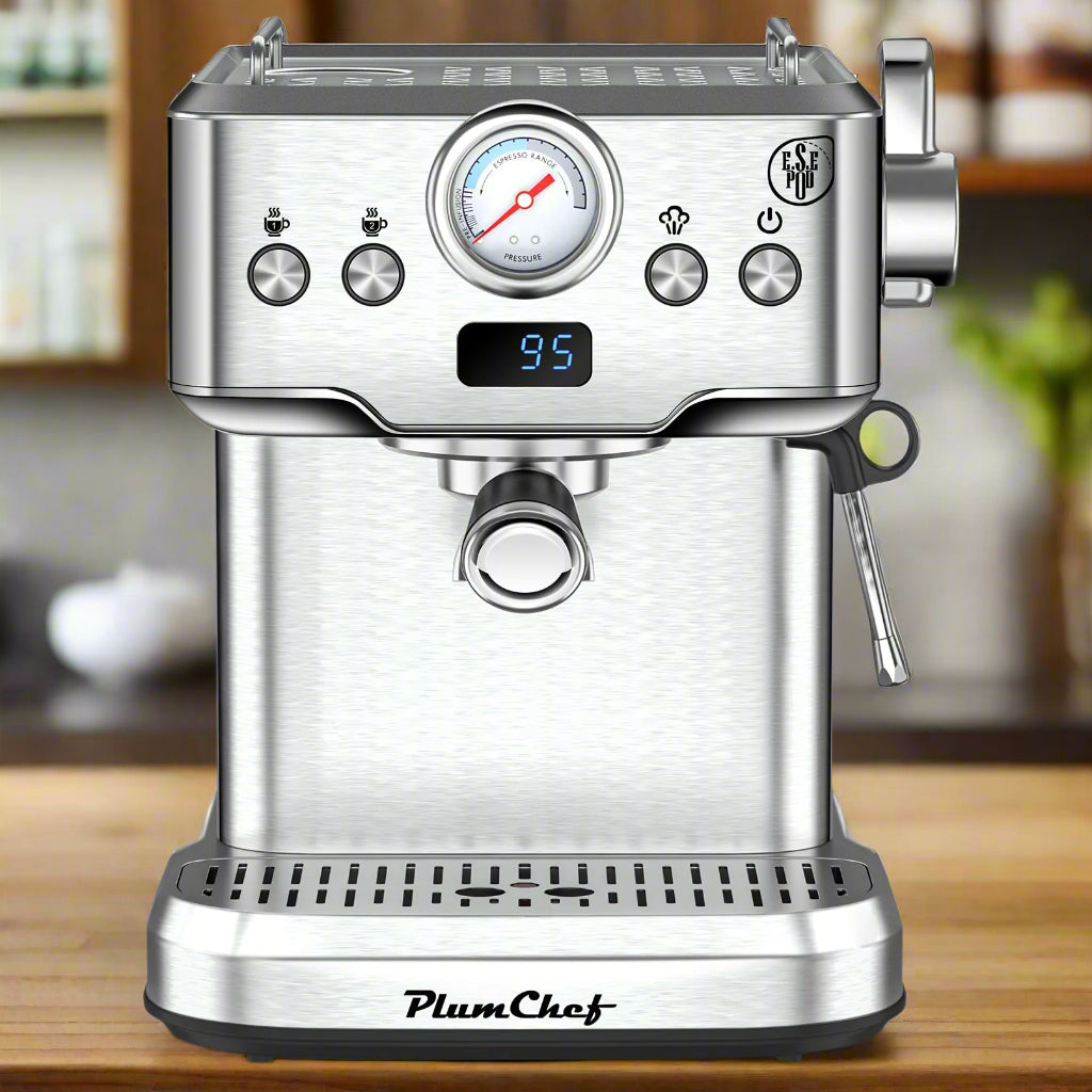 20 Bar Professional Espresso Machine With Milk Frother, Single & Double Shot, ESE Pod Compatible, Visual Display Of Pressure, Removable Water Tank For Cappuccino, Latte,  Machiato For Home Barista Smart Kitchen & Home