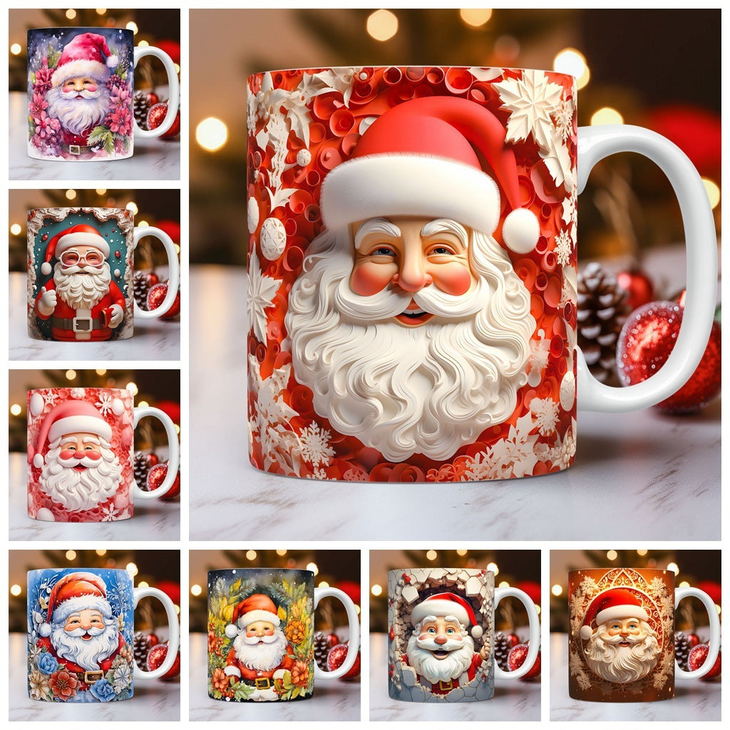 Creative 3D Christmas Ceramic Mug Unique Space Design Snowman Santa Coffee Cup Tea Milk Mug Christmas Gifts For Kids Adults Kitchen Gadgets CJ