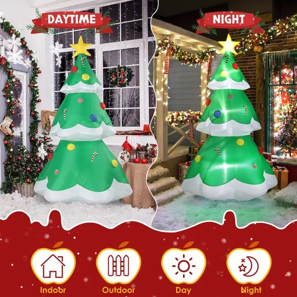 6.9 FT Lighted Christmas Inflatable Decoration, Inflatable Christmas Tree, Blow Up Yard Decorations With Built-in LED Lights For Holiday Party Front Yard Lawn Garden Decor CJ US