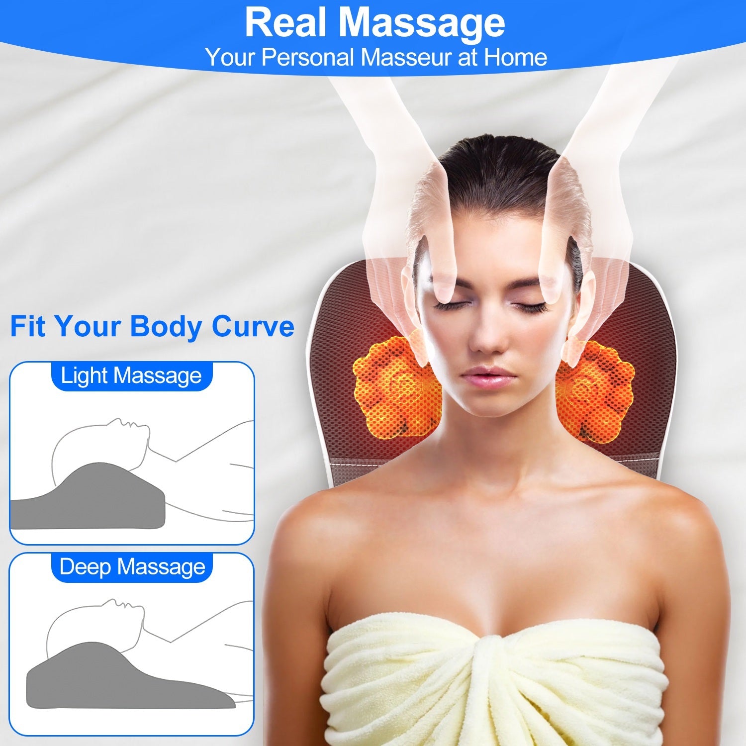 1Pc Back Massager With Heat 3D Kneading Massage Pillow Shiatsu Full Body Massager For Back Neck Waist Arm Abdomen Calf CJ US