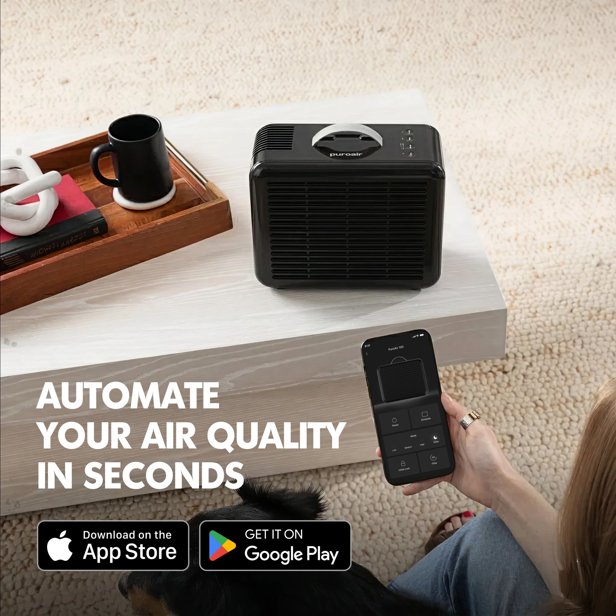 PuroAir 100i Smart HEPA Air Purifier – Compact Smart Air Cleaner for Home