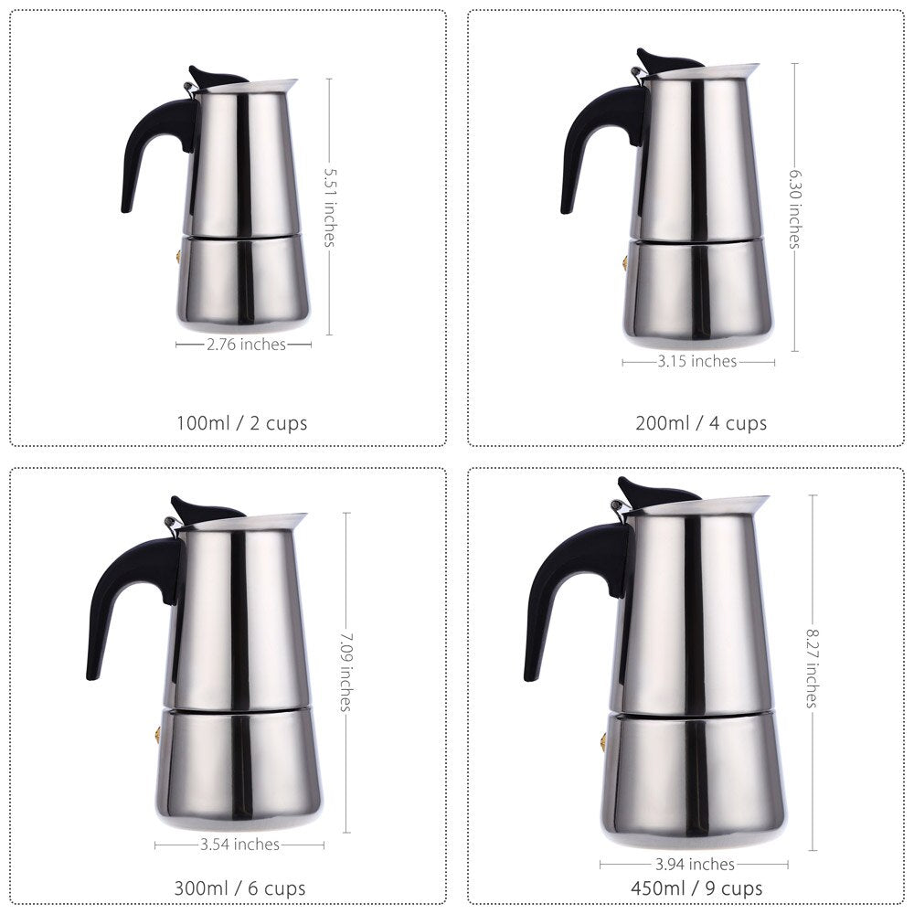 Stainless Steel Moka Coffee Pot – Moka Espresso & Latte Percolator - SmartPursue™