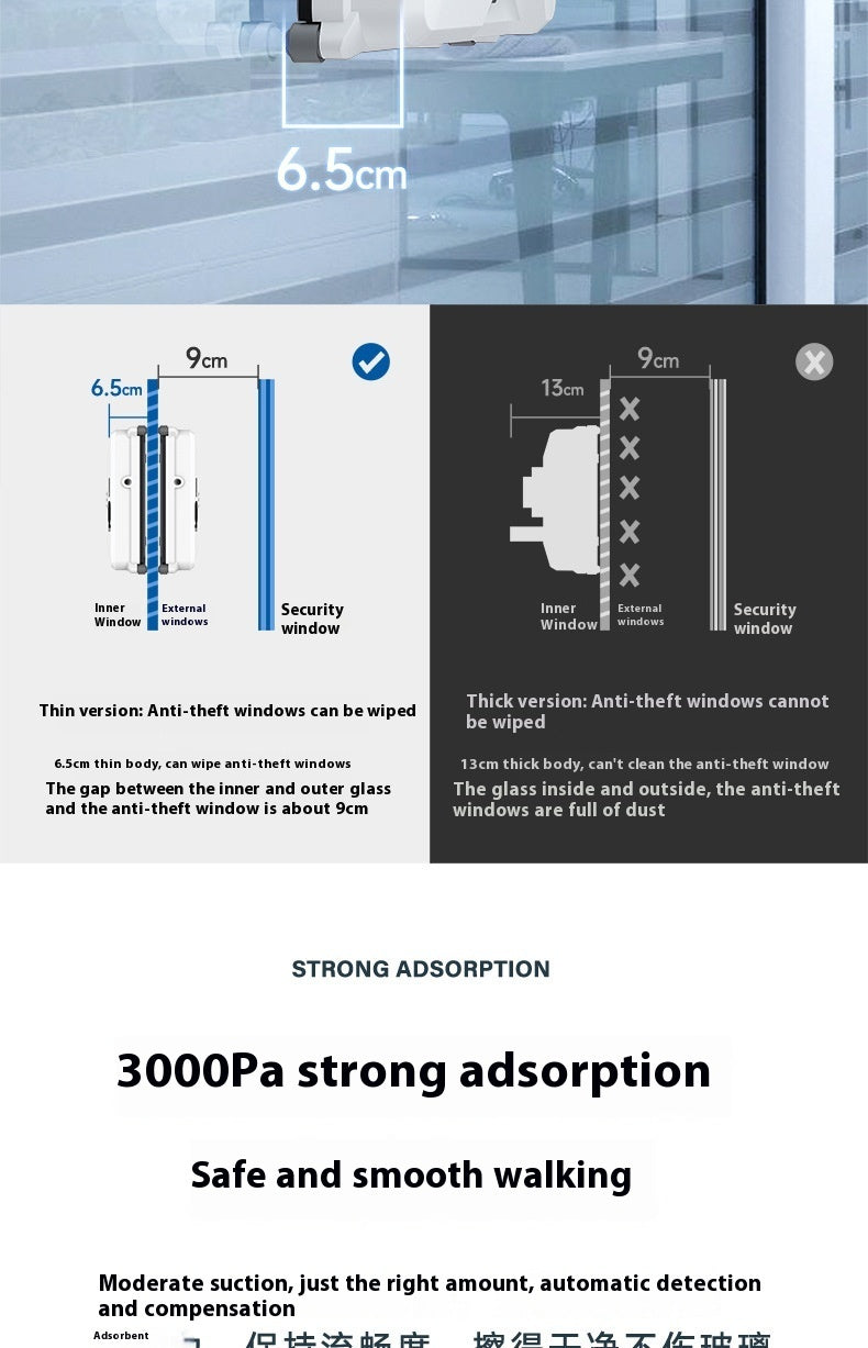 Compact Window Cleaning Robot – Smart Automatic Glass Cleaner - SmartPursue™