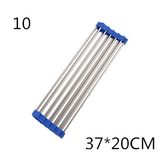 Folding Kitchen Drain Sink Rack – Stainless Steel Roll-Up Dish Drying Rack