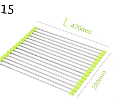 Folding Kitchen Drain Sink Rack – Stainless Steel Roll-Up Dish Drying Rack