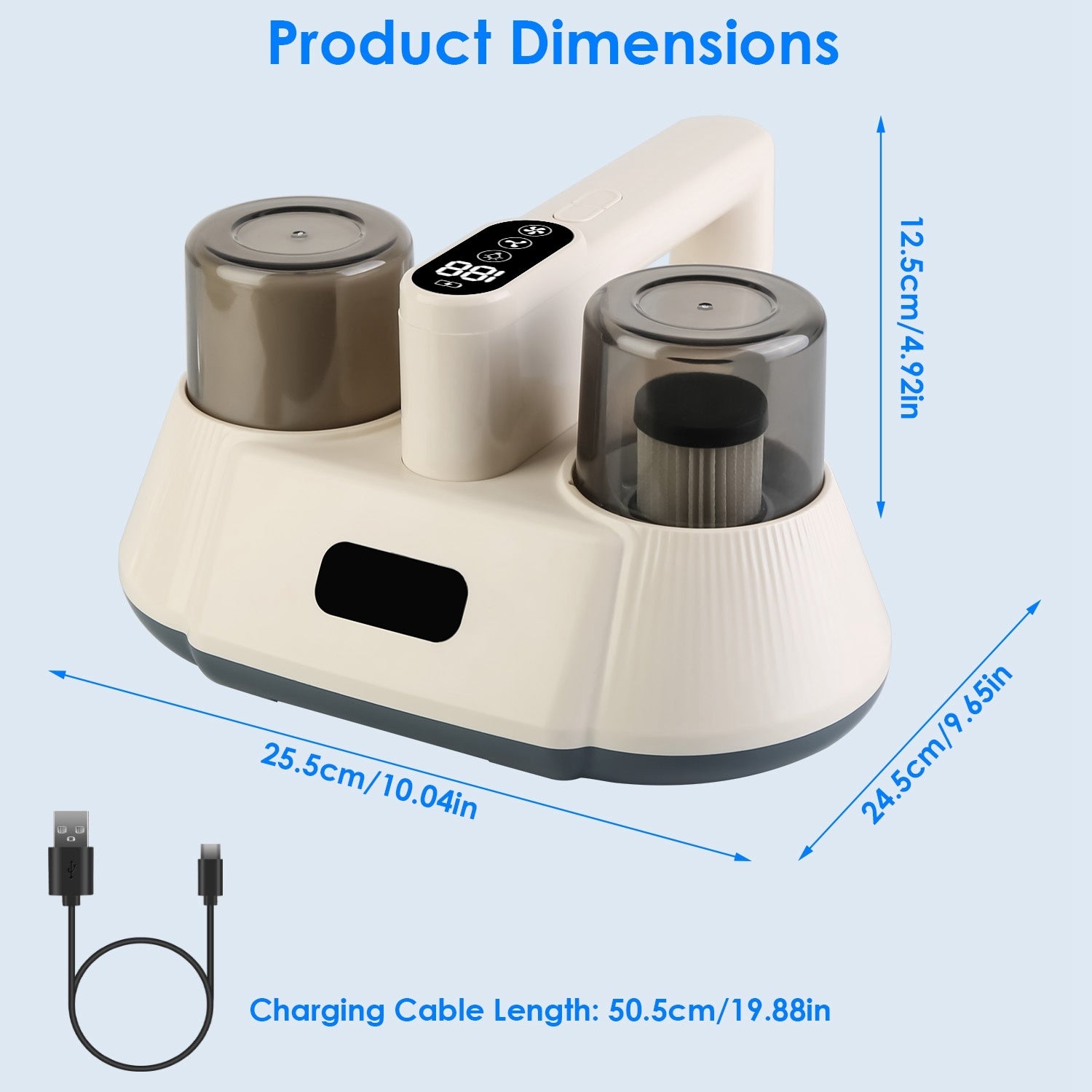 15000PA Double-Cup Bed Vacuum Cleaner With UV-C Light Cordless Mattress Vacuum Rechargeable Dust Mites Remover With 3 Washable Filters Travel & Portable Gadgets