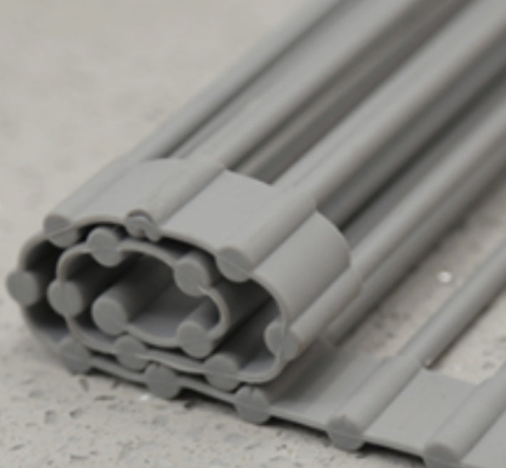 Folding Kitchen Drain Sink Rack – Stainless Steel Roll-Up Dish Drying Rack