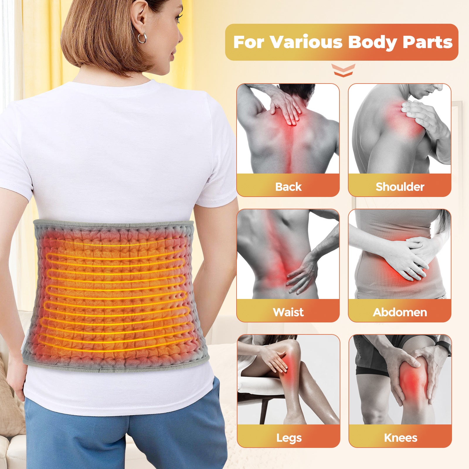 Back Heating Support Belt Heated Waist Brace With Adjustable Temperature Warm Back Belt Abdomen Warmer Lumbar Support Pad CJ