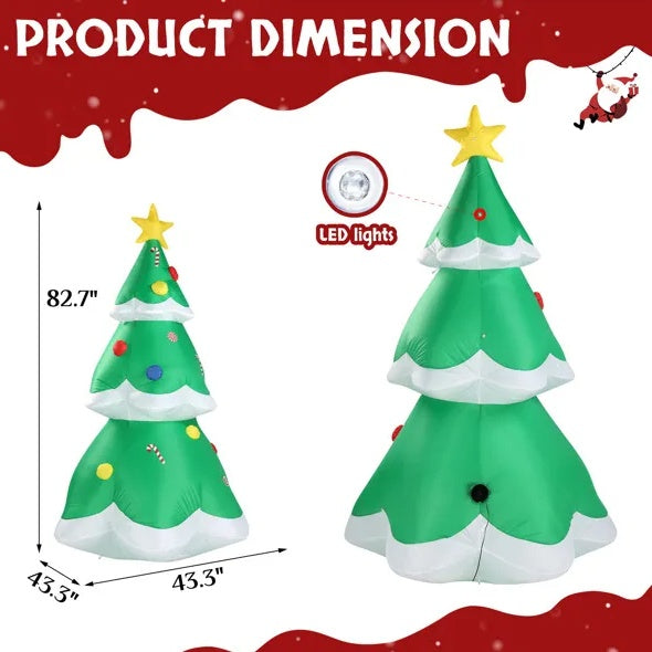 6.9 FT Lighted Christmas Inflatable Decoration, Inflatable Christmas Tree, Blow Up Yard Decorations With Built-in LED Lights For Holiday Party Front Yard Lawn Garden Decor CJ US