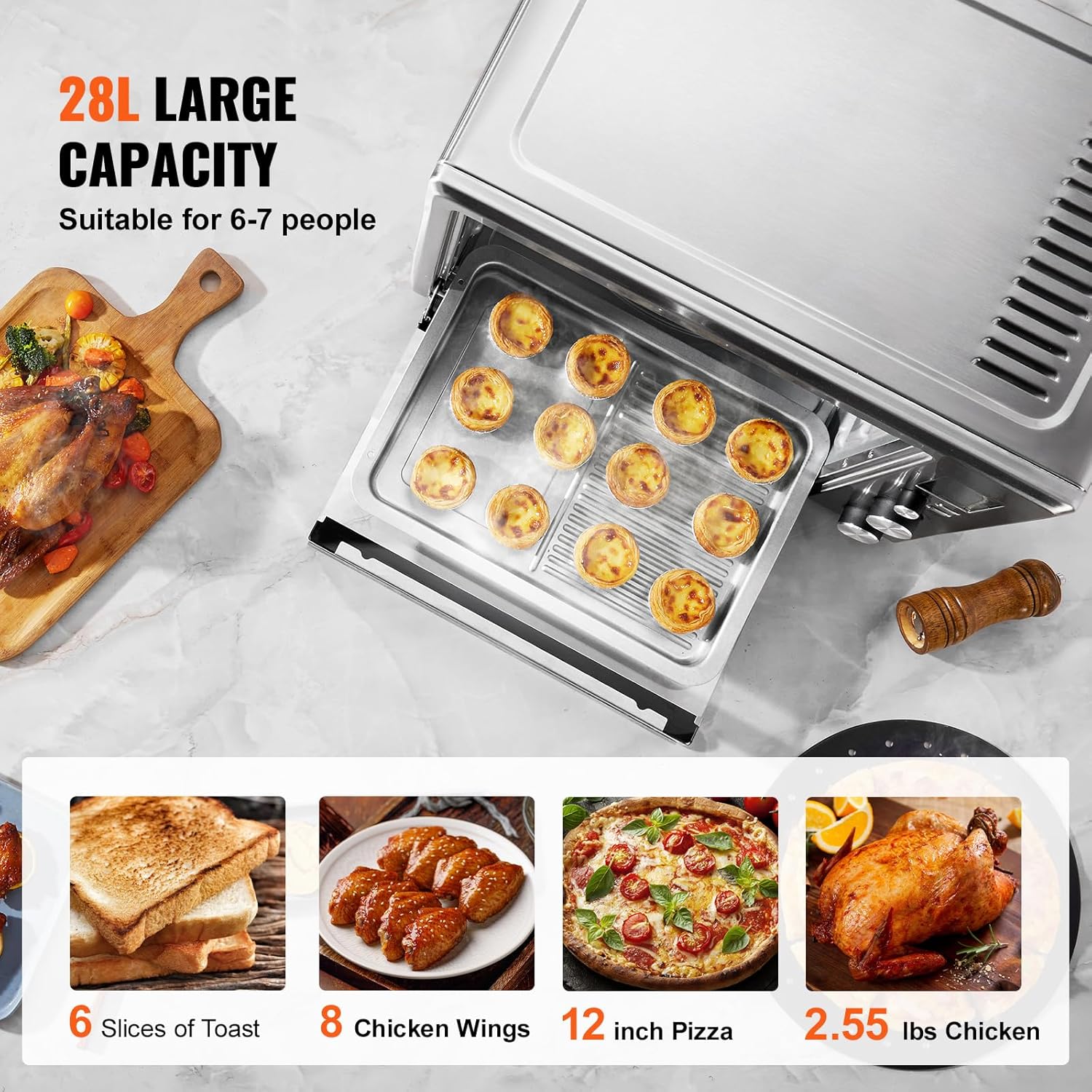 Countertop Convection Oven 28L – 10-in-1 Toaster - SmartPursue™