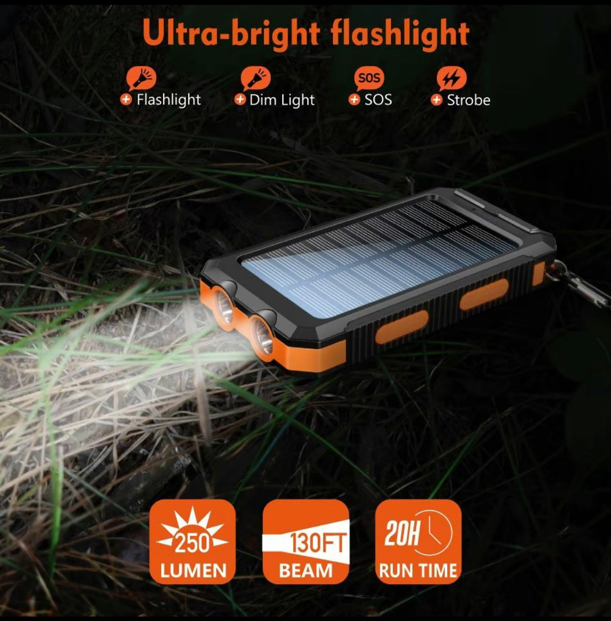 🔋 8000 mAh Waterproof Solar Power Bank CJ US