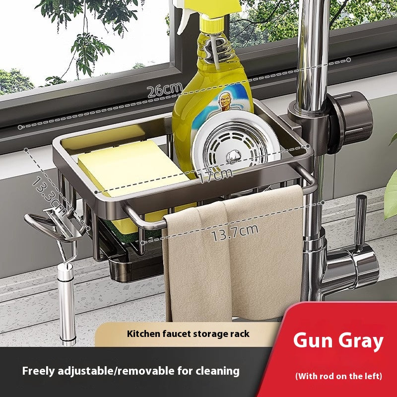 Faucet-Mounted Storage Rack & Drain Basket