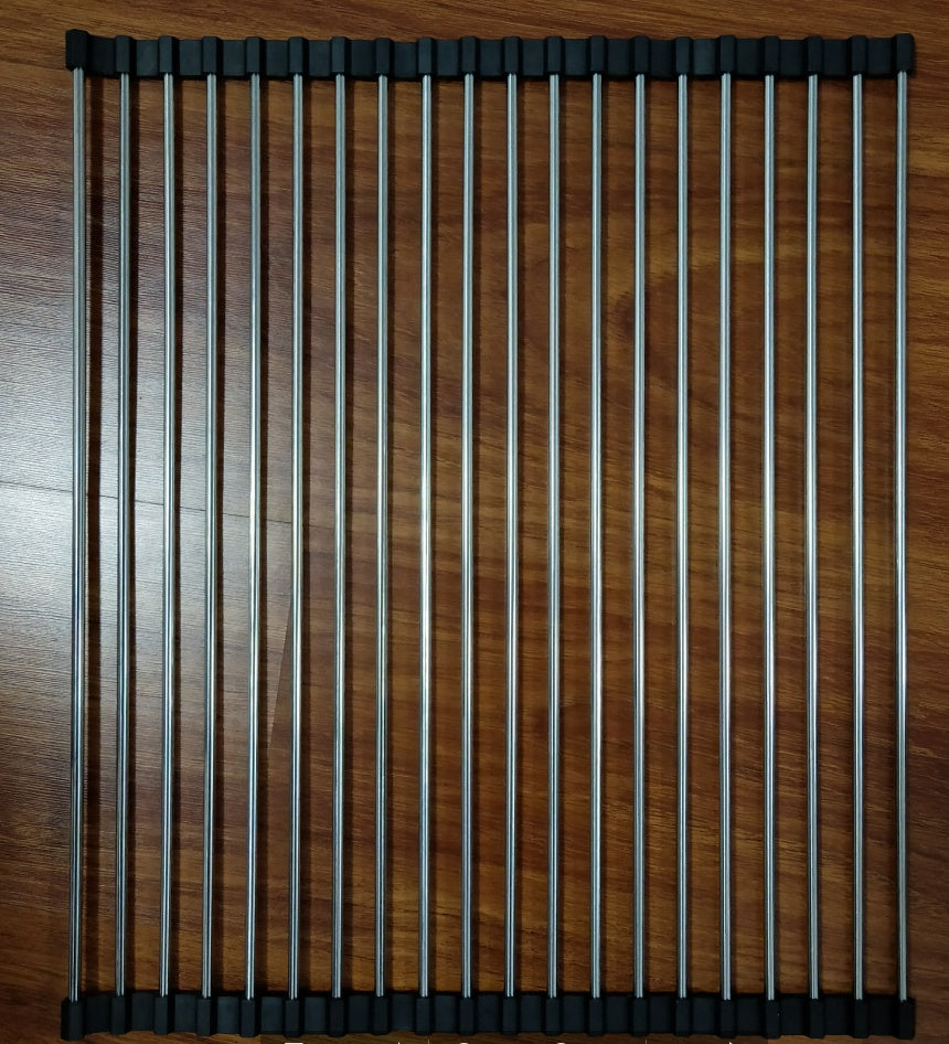 Folding Kitchen Drain Sink Rack – Stainless Steel Roll-Up Dish Drying Rack