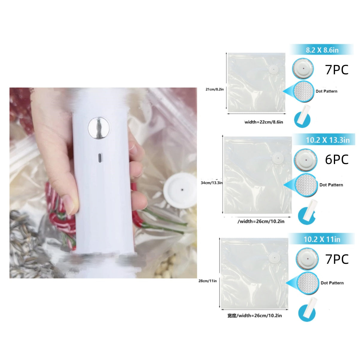 Electric Handheld Vacuum Pump & Vacuum Storage Bags