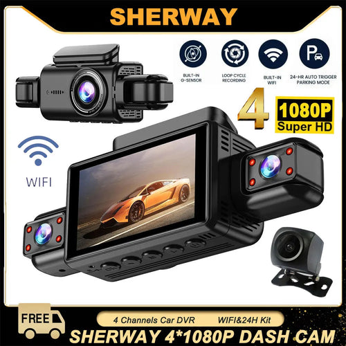 4CH WiFi Dash Cam – 360° Full HD Coverage with Night Vision & GPS - SmartPursue™