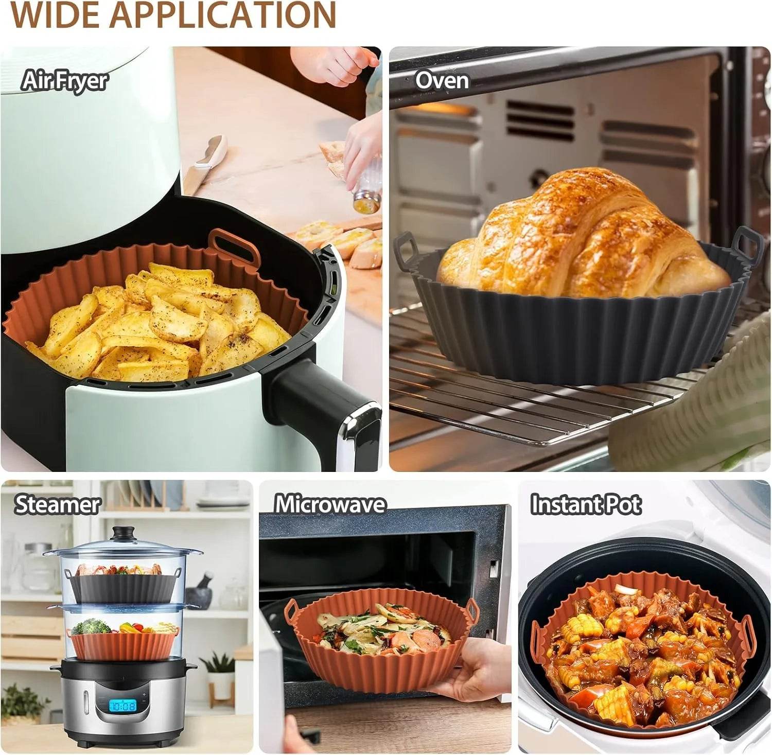 Reusable Silicone Air Fryer Basket – Non-Stick Tray for Crispy Pizza, Chicken & Fries - SmartPursue™