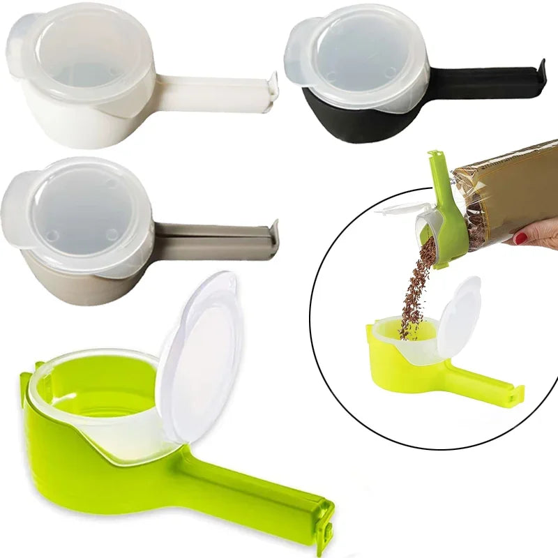 5PCS Food Storage Bag Sealing Clips Sealer Clip With Pour Spouts Plastic Cap Snack Candy Storage Fresh Clamp Kitchen Organizer SmartPursue™