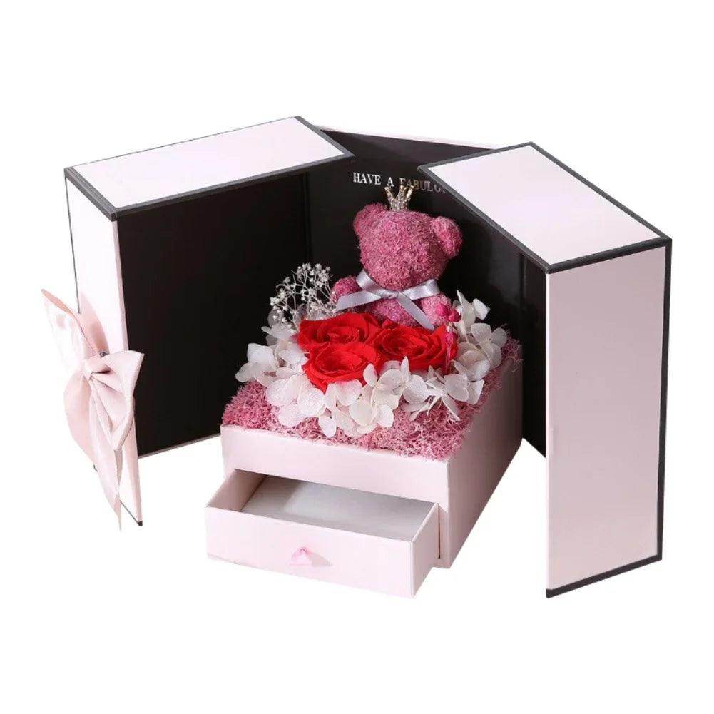 Rose Bear Gift Box with Eternal Rose and Necklace - SmartPursue™