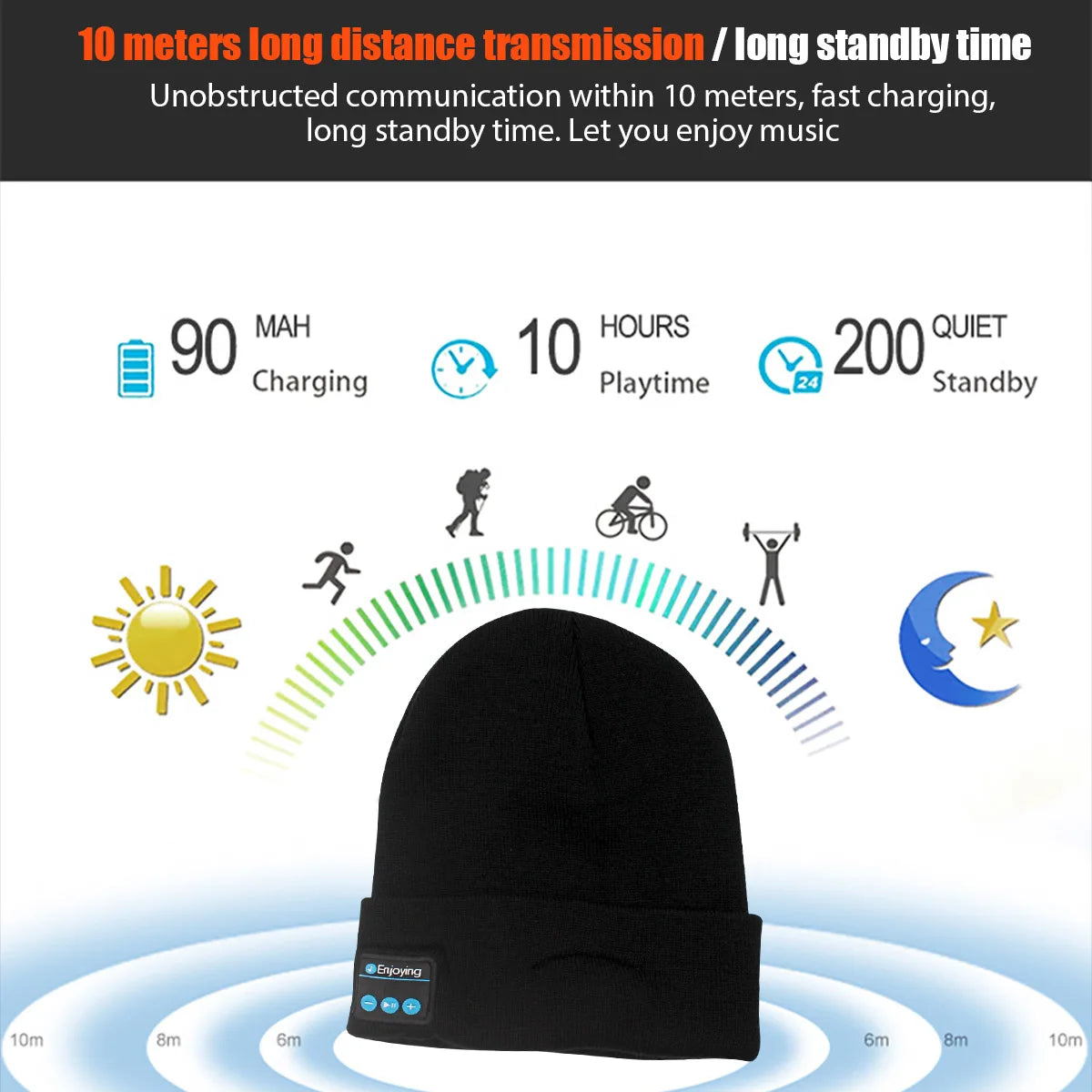 Wireless Bluetooth Music Hat Outdoor Knitted hat Headphone Winter Warm Beanie Speaker Removable Cap For Cycling Running Yoga SmartPursue™