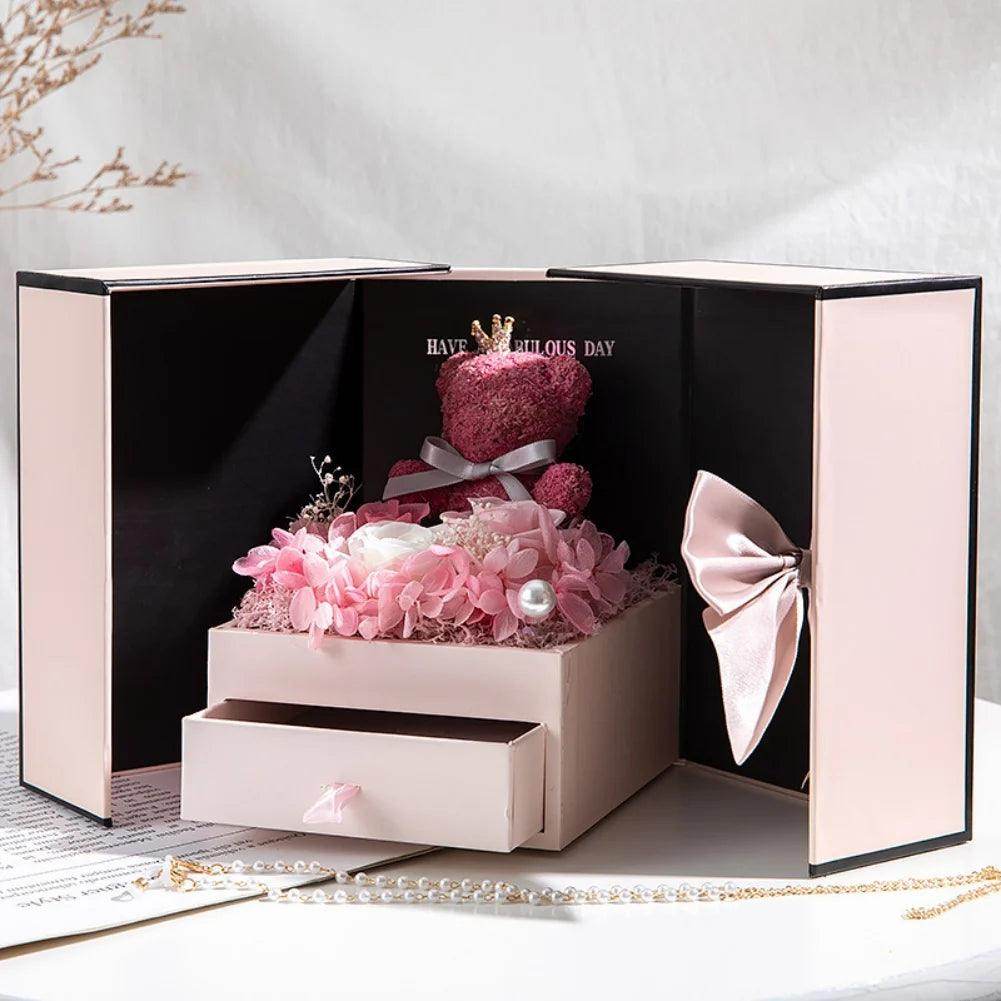 Rose Bear Gift Box with Eternal Rose and Necklace - SmartPursue™