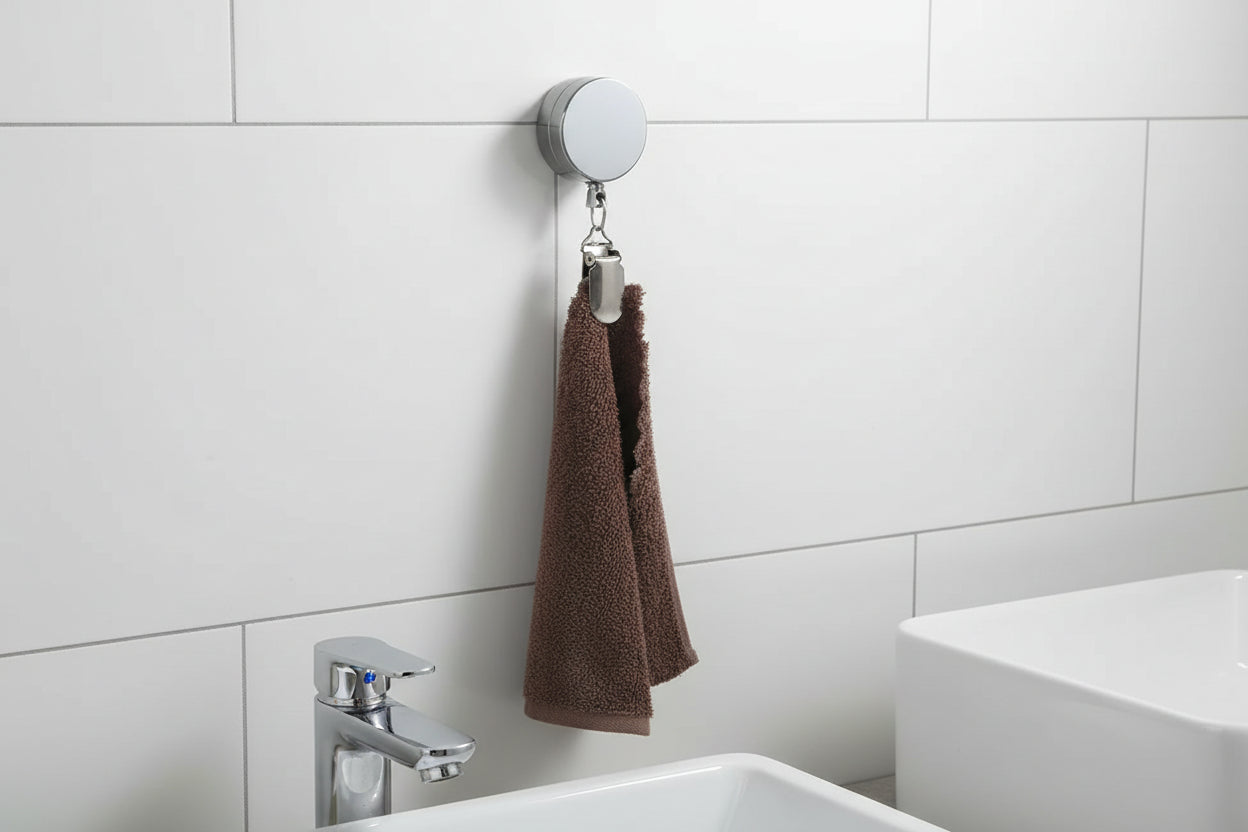 Toallero retráctil automático – Soporte de pared autoadhesivo sin taladro