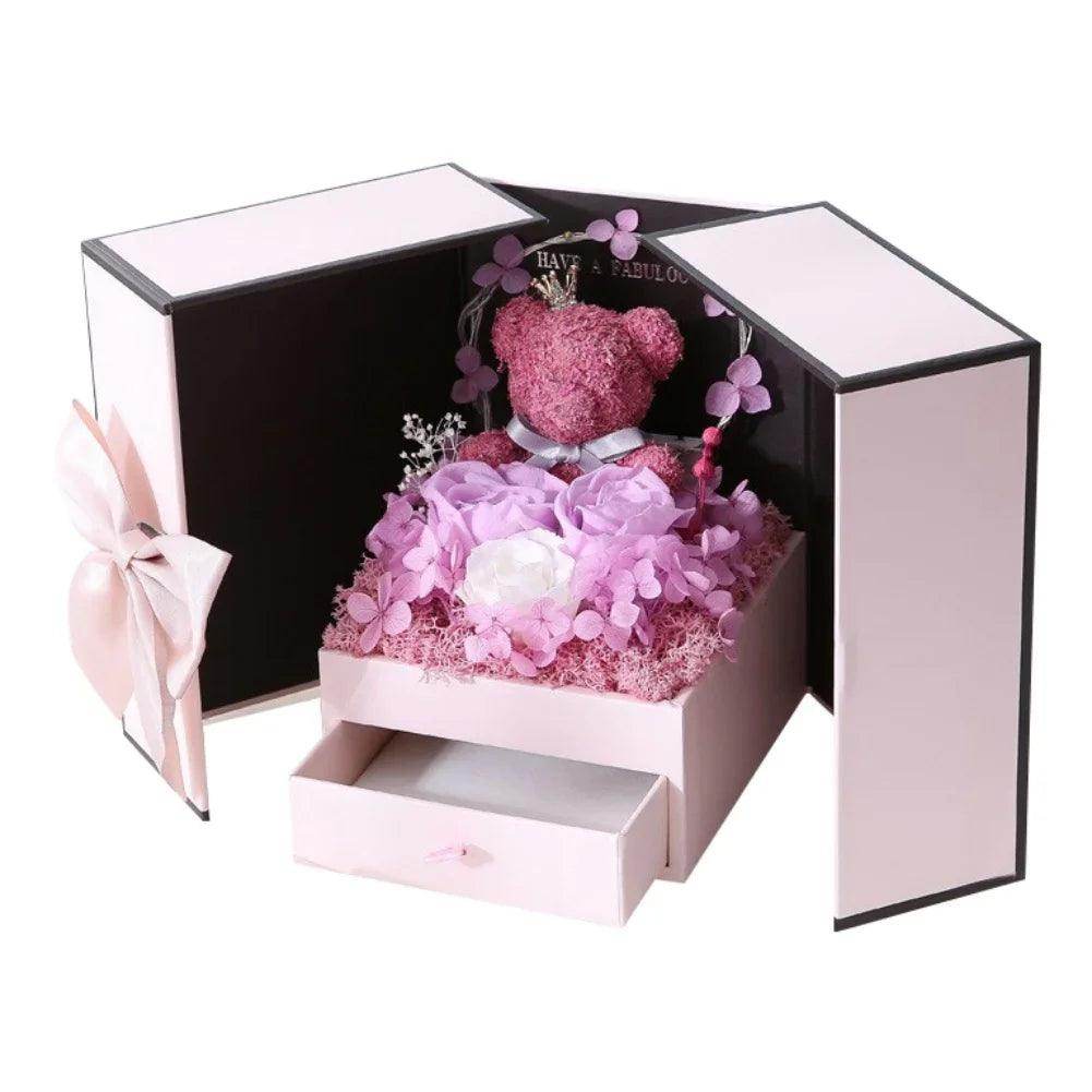 Rose Bear Gift Box with Eternal Rose and Necklace - SmartPursue™
