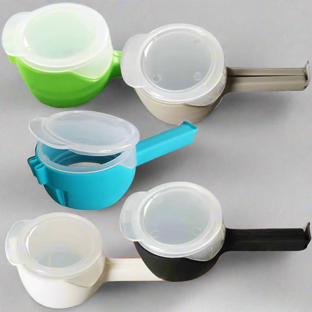 5PCS Food Storage Bag Sealing Clips Sealer Clip With Pour Spouts Plastic Cap Snack Candy Storage Fresh Clamp Kitchen Organizer SmartPursue™