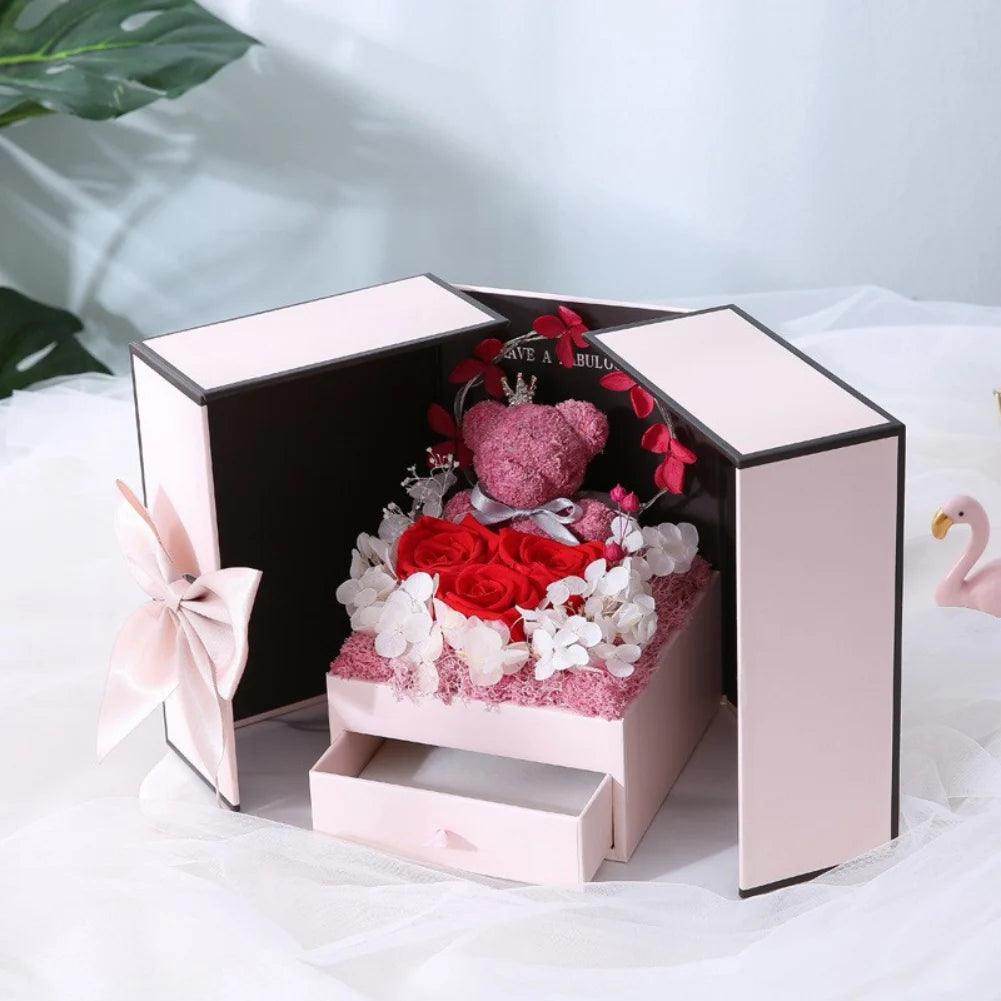 Rose Bear Gift Box with Eternal Rose and Necklace - SmartPursue™