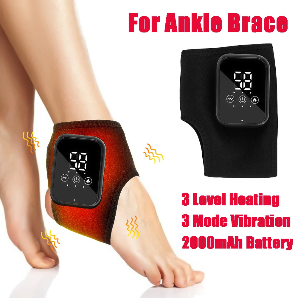 🦶 Electric Ankle Brace – Adjustable Hot Compress & Vibration Massage Support SmartPursue™