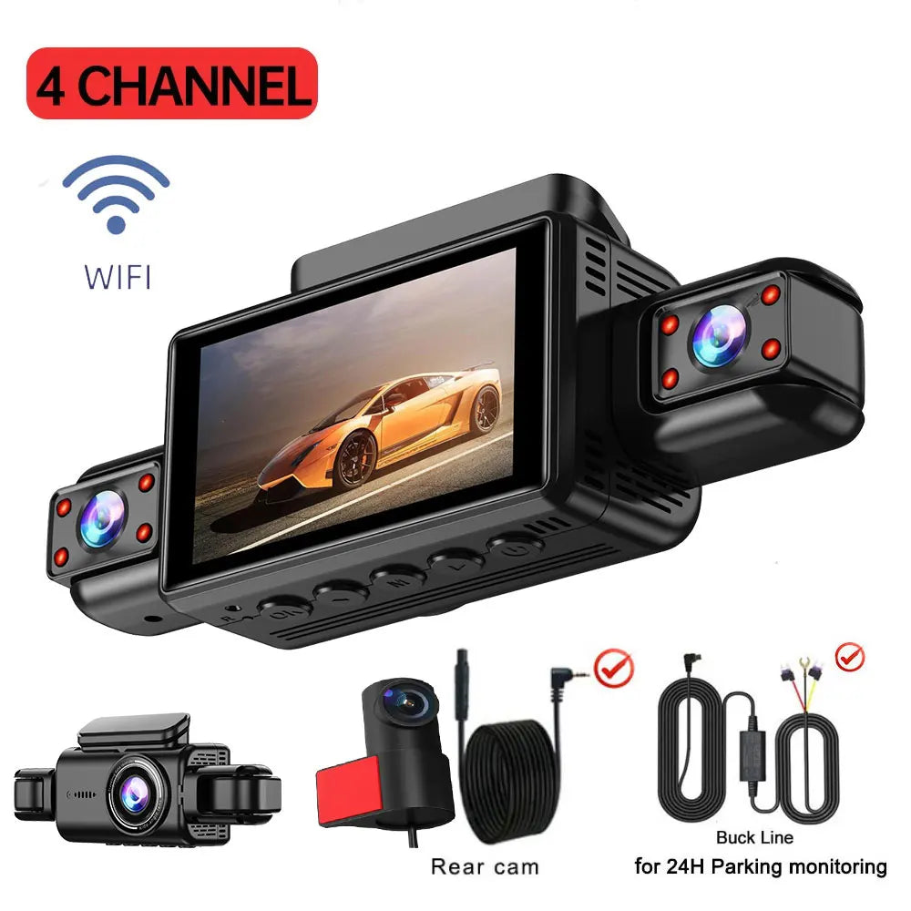 4CH WiFi Dash Cam – 360° Full HD Coverage with Night Vision & GPS - SmartPursue™