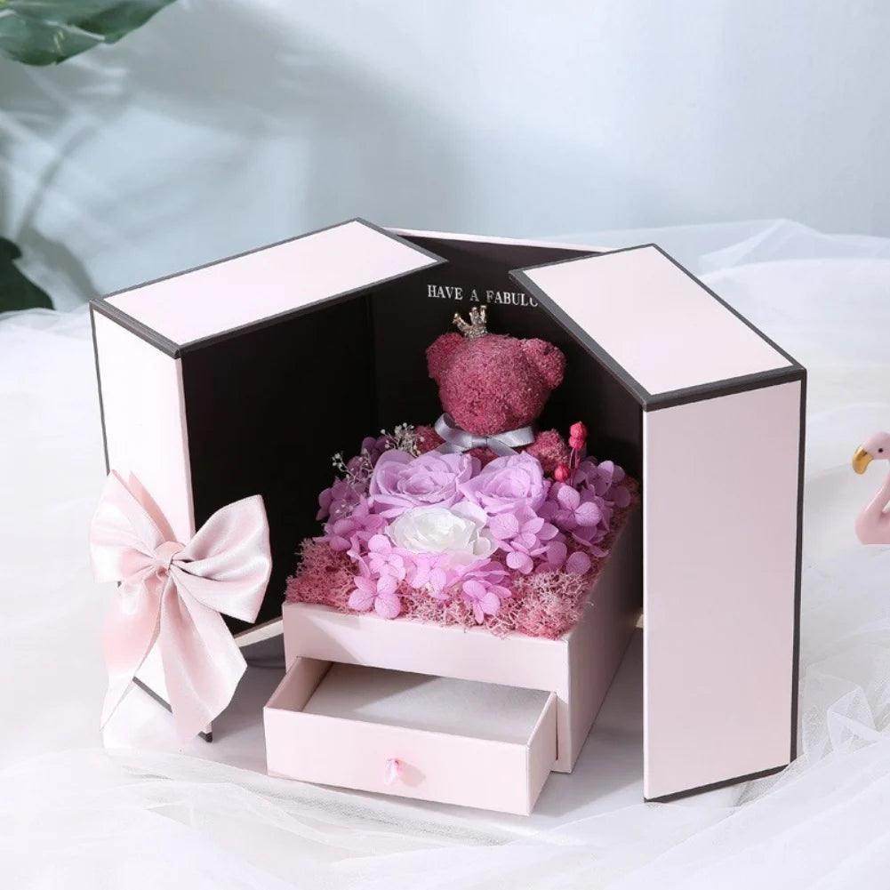 Rose Bear Gift Box with Eternal Rose and Necklace - SmartPursue™