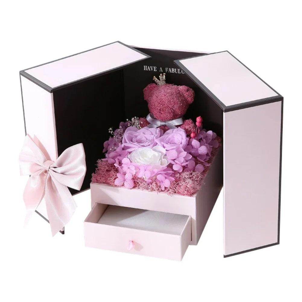 Rose Bear Gift Box with Eternal Rose and Necklace - SmartPursue™