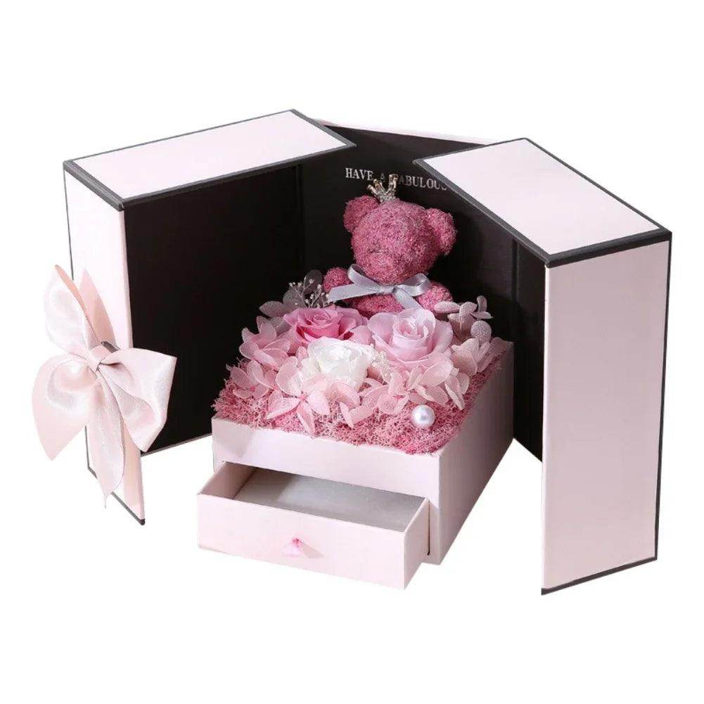 Rose Bear Gift Box with Eternal Rose and Necklace - SmartPursue™