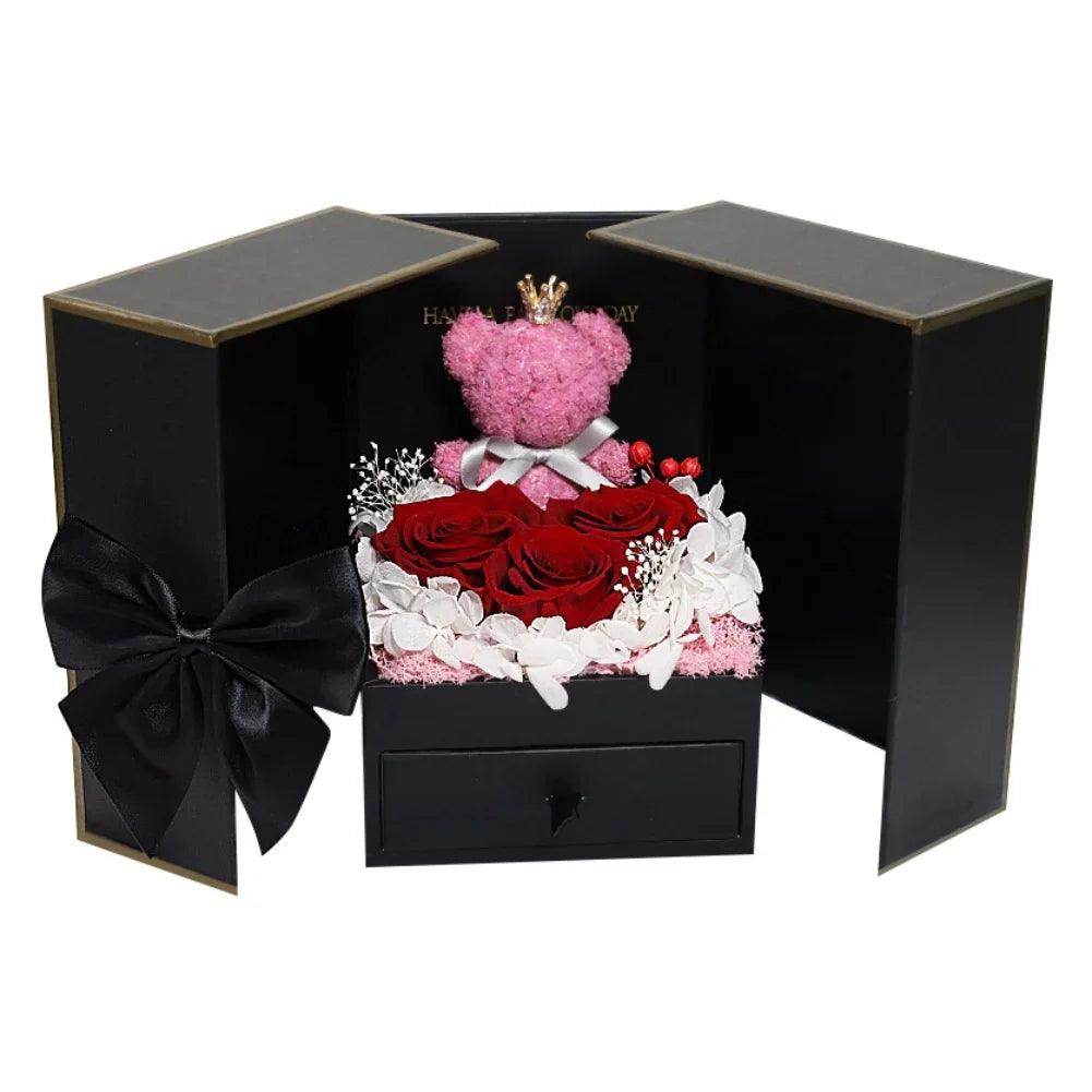 Rose Bear Gift Box with Eternal Rose and Necklace - SmartPursue™