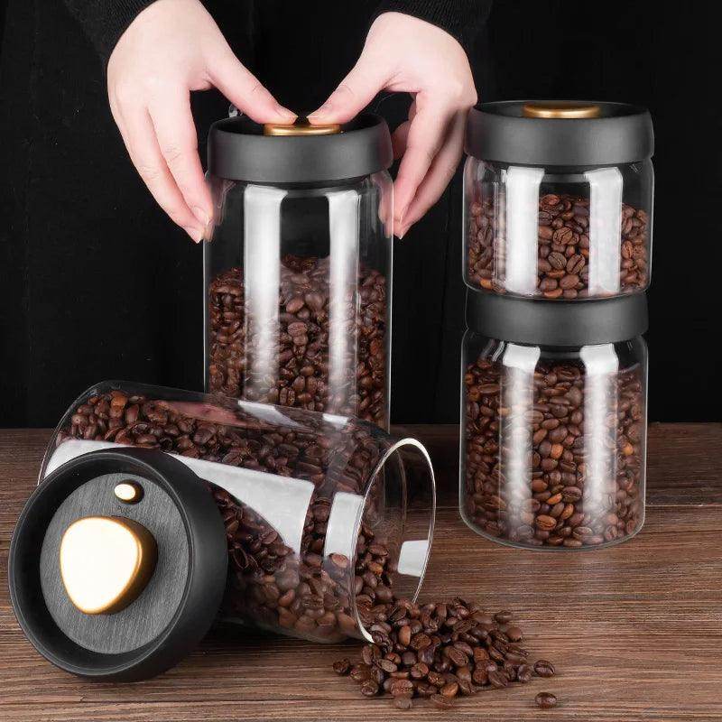 Vacuum Sealed Jug Coffee Beans Glass Airtight Canister - SmartPursue™