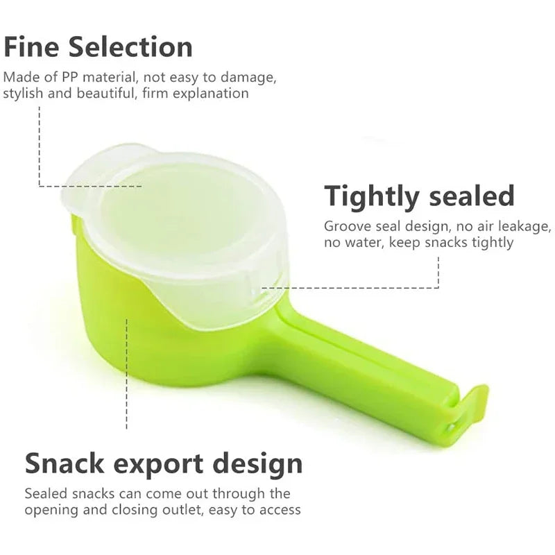 5PCS Food Storage Bag Sealing Clips Sealer Clip With Pour Spouts Plastic Cap Snack Candy Storage Fresh Clamp Kitchen Organizer SmartPursue™