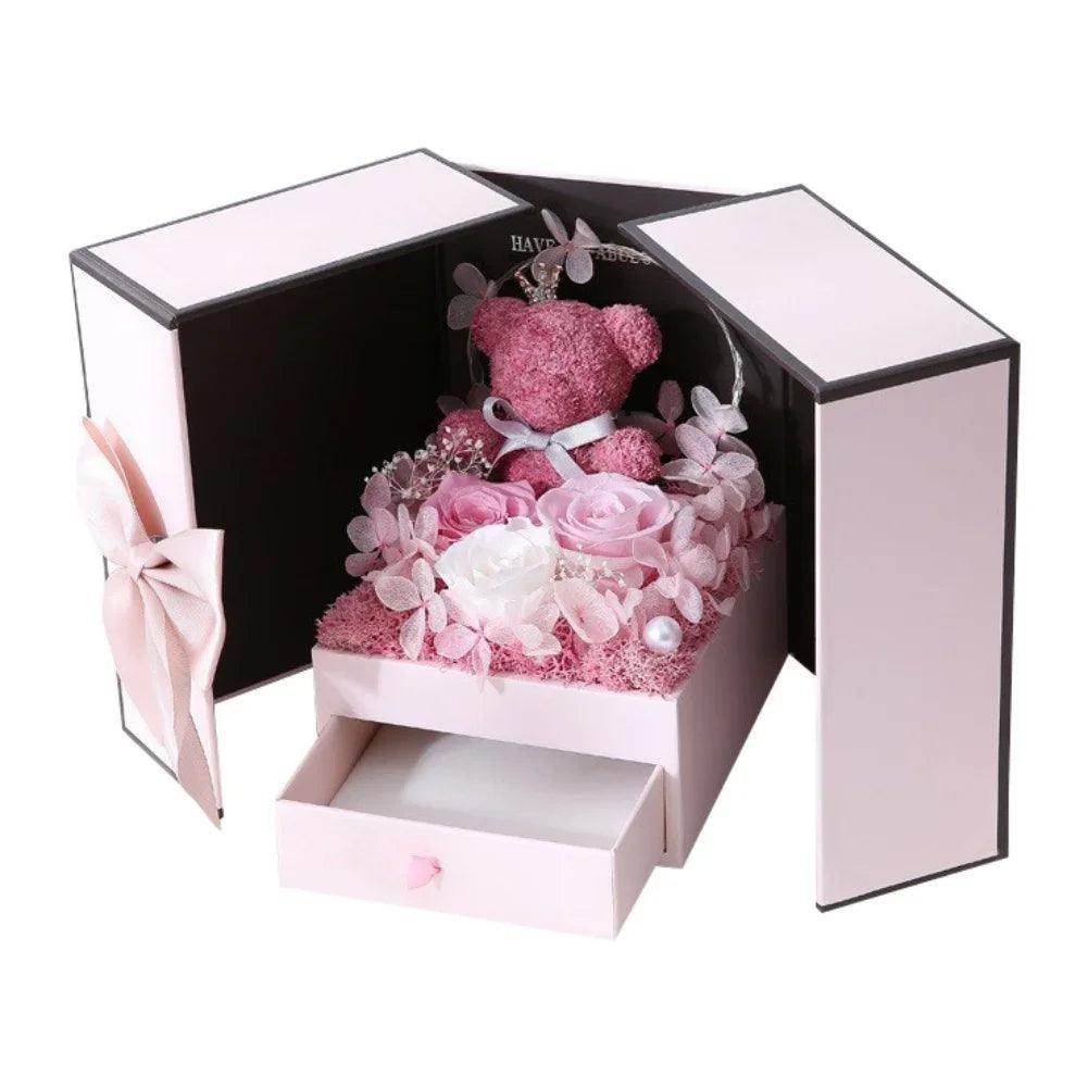 Rose Bear Gift Box with Eternal Rose and Necklace - SmartPursue™