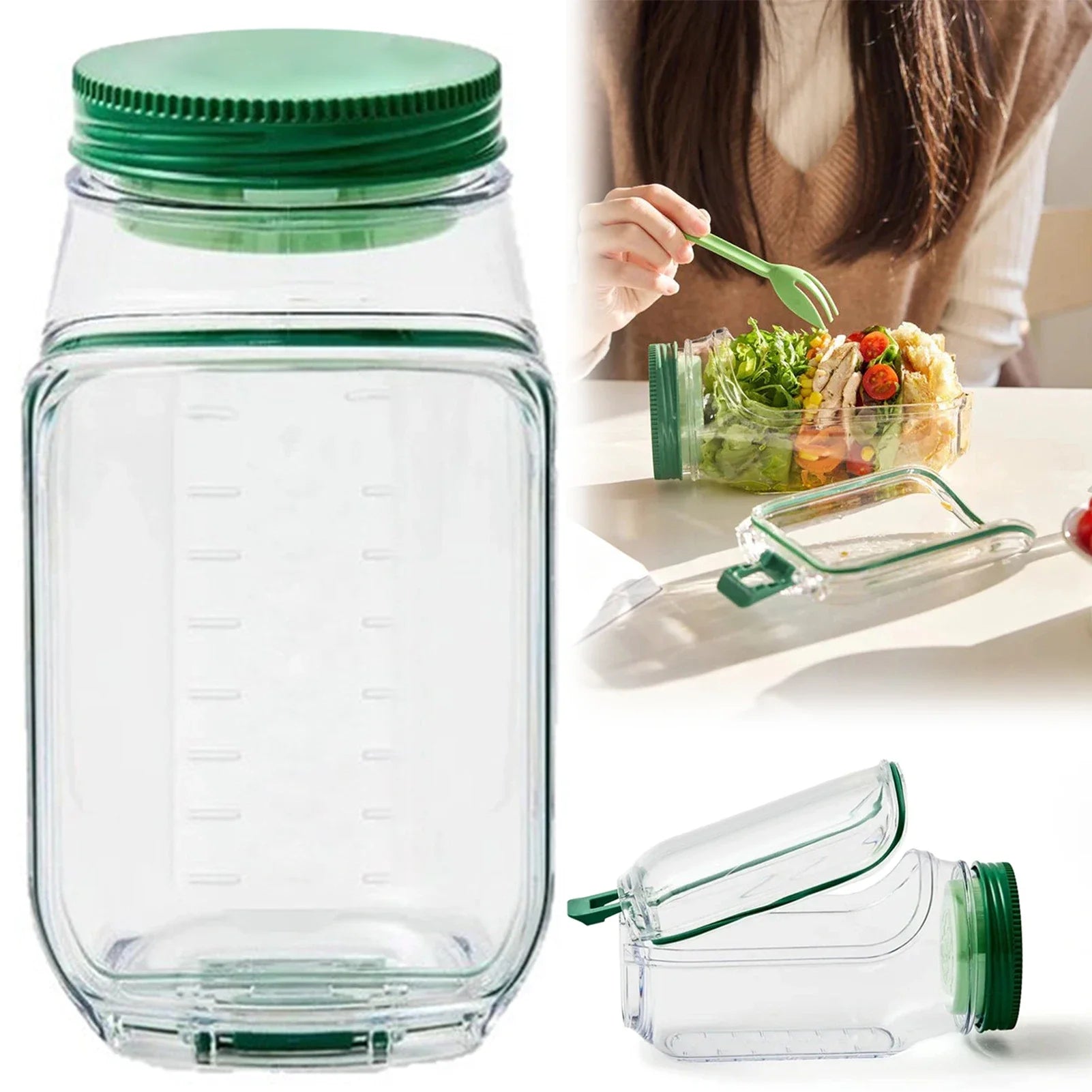 Salad Pod with Side Hatch – Leakproof Meal Prep Salad Container