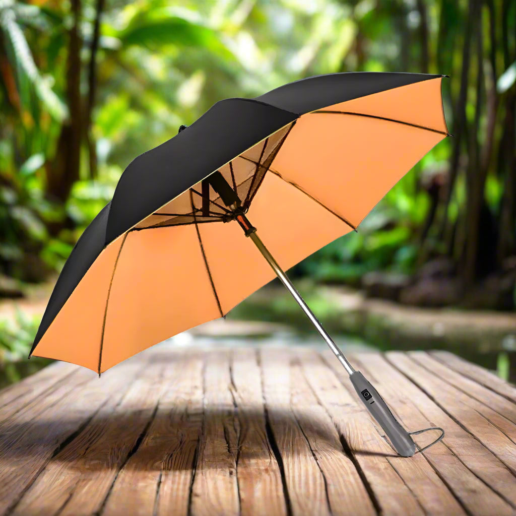 🌞 3-in-1 Cooling Sun Umbrella – Built-in Fan, Water Mister & UV Block - SmartPursue™