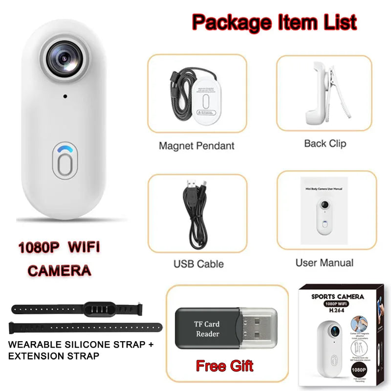 4K HD Mini Pet Collar Camera Wide Angle Lens 1080P FHD Portable Dog Cat Neck Camera Vlog Sport Action Body  WiFi Video Recording SmartPursue™