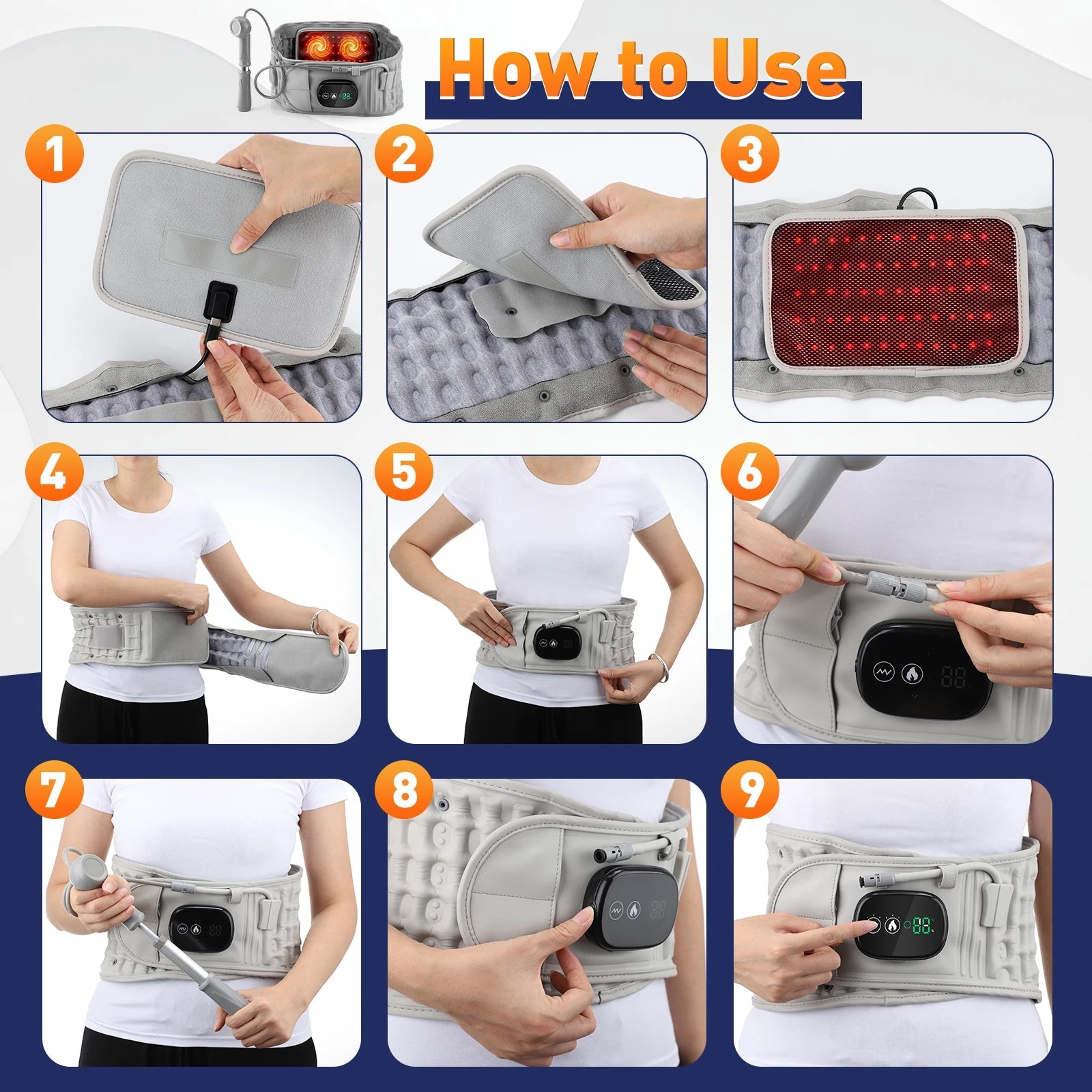 Heating Waist Massager Belts Vibration Inflatable Heated Pads Back Protector Waist Massage Relax Warmer SmartPursue™