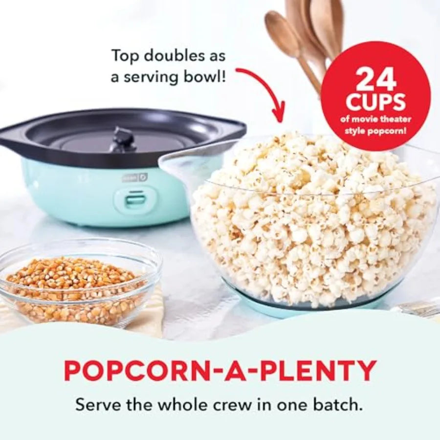 Deluxe Stirring Popcorn Maker – Hot Oil Electric Popcorn Popper with Butter Warming Tray & Serving Bowl