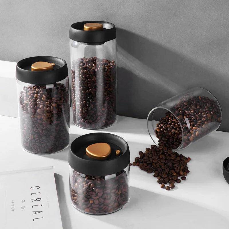 Vacuum Sealed Jug Coffee Beans Glass Airtight Canister - SmartPursue™