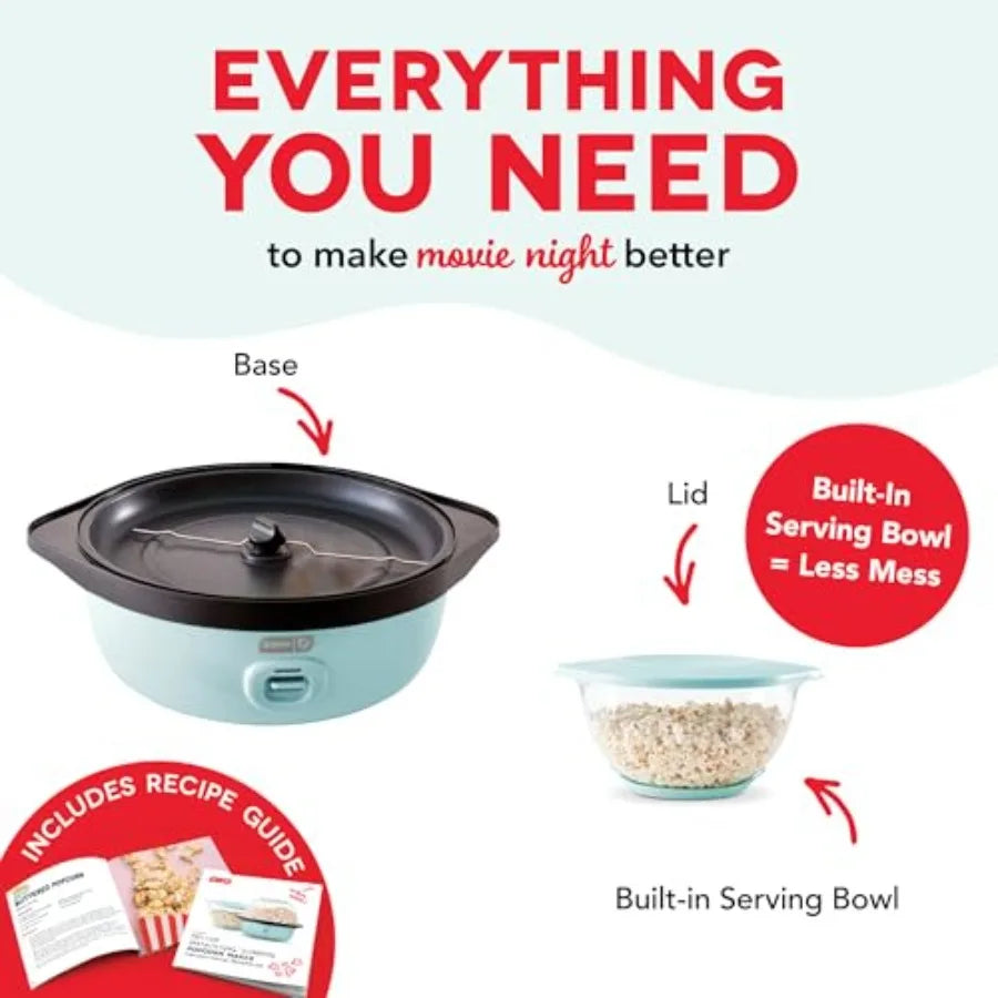 Deluxe Stirring Popcorn Maker – Hot Oil Electric Popcorn Popper with Butter Warming Tray & Serving Bowl