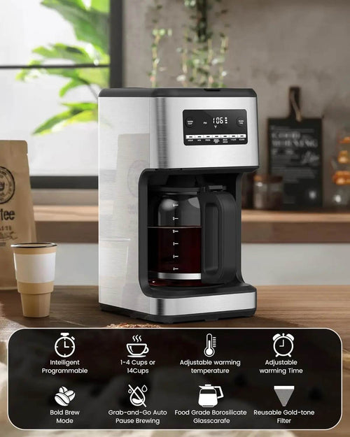 14-Cup Programmable Coffee Maker Drip-Free - SmartPursue™