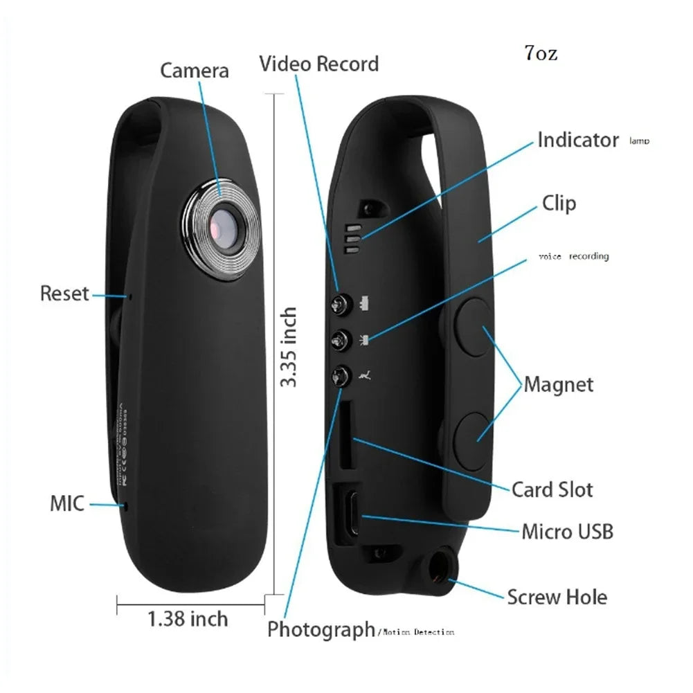 Mini Camera Portable HD Micro Cam Pocket Video Recorder Motion Detection for Outdoor Sport Interview Class Meeting SmartPursue™