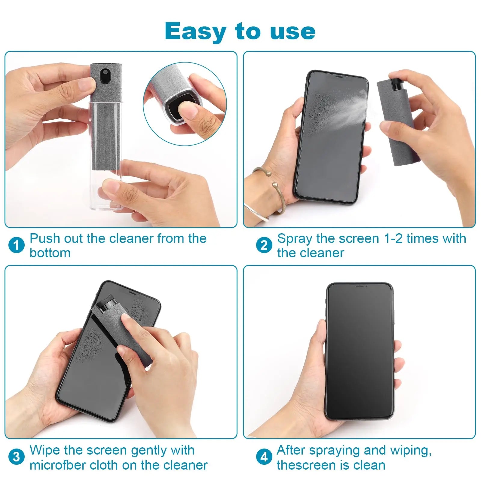 2in1 Microfiber Screen Cleaner Spray Bottle Set Mobile(No liquids) Phone Ipad Computer Cloth Wipe Iphone Cleaning Glasses Wipes SmartPursue™