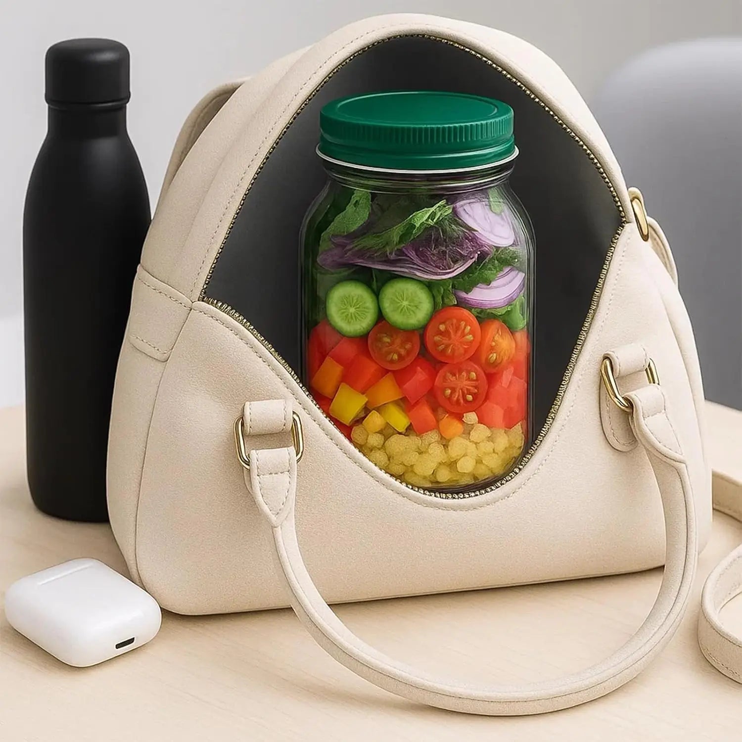 Salad Pod with Side Hatch – Leakproof Meal Prep Salad Container